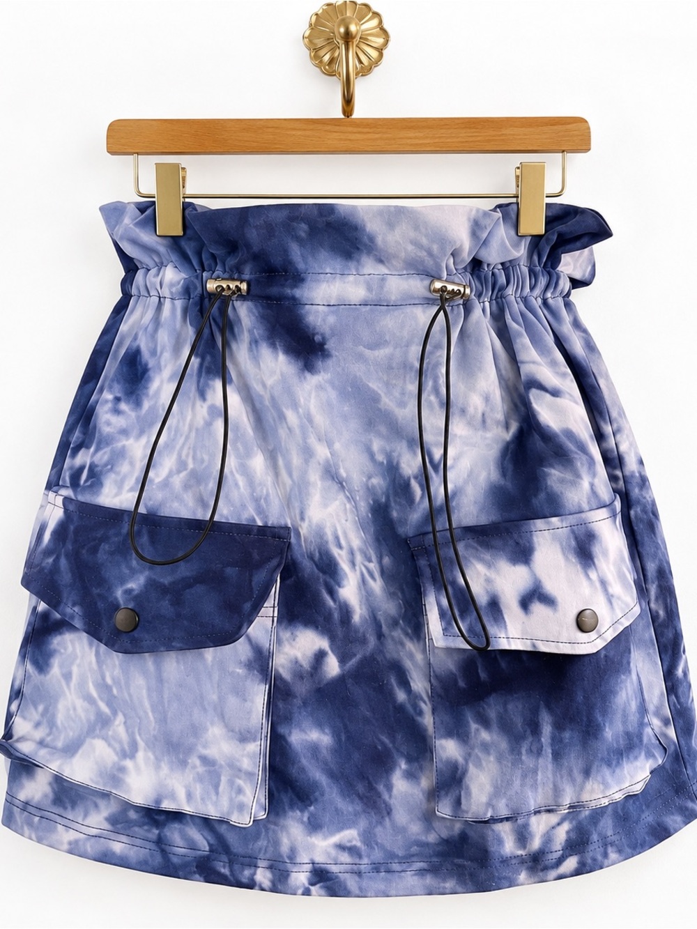 Like An Angel blue detail tie dye stretch cargo front pocket skirt S